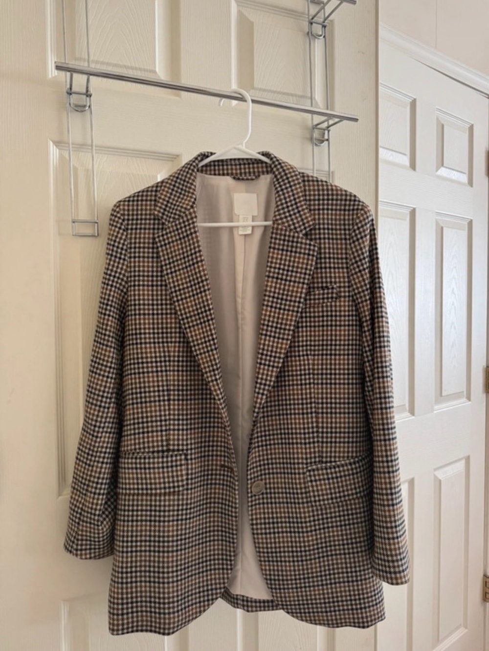 H&M Checked Blazer Jacket - Brown, Black, Cream